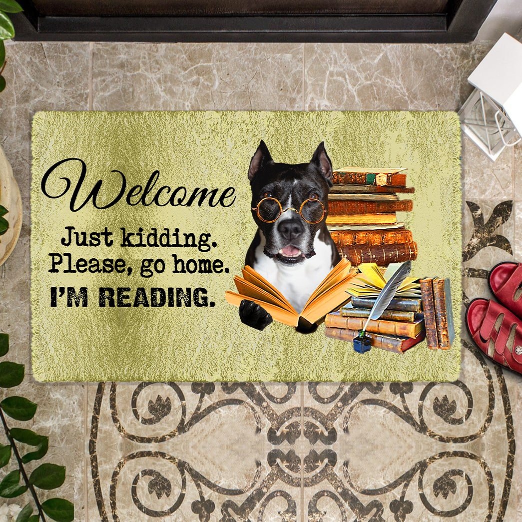 Pitbull Doormat-Welcome.Just kidding. Please, go home. I'm Reading.