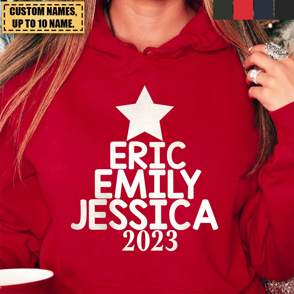 Our Family Christmas Tree 2023 Personalized Unisex Hoodie