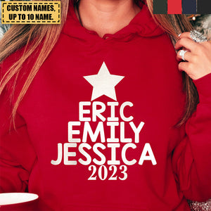 Our Family Christmas Tree 2023 Personalized Unisex Hoodie