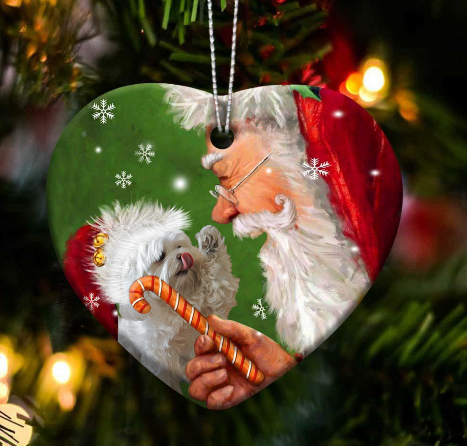 Maltese dog happy heart gift for dog lover ornament