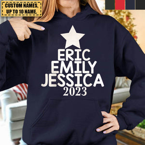 Our Family Christmas Tree 2023 Personalized Unisex Hoodie
