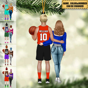 Personalized Basketball Couple Acrylic Car / Christmas Ornament - Gift For Couple