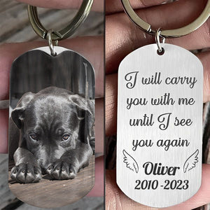 I Will Carry You With Me Until, Personalized Keychain, Memorial Gifts, Custom Photo