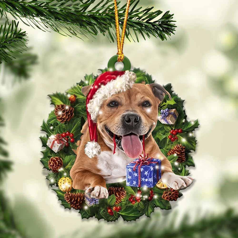Staffordshire Bull Terrier and Christmas gift for her gift for him gift for Staffordshire Bull Terrier lover ornament