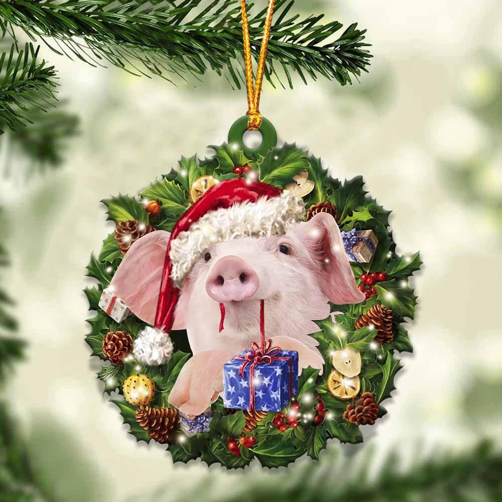 Pig and christmas gift for her gift for him gift for Pig lover ornament