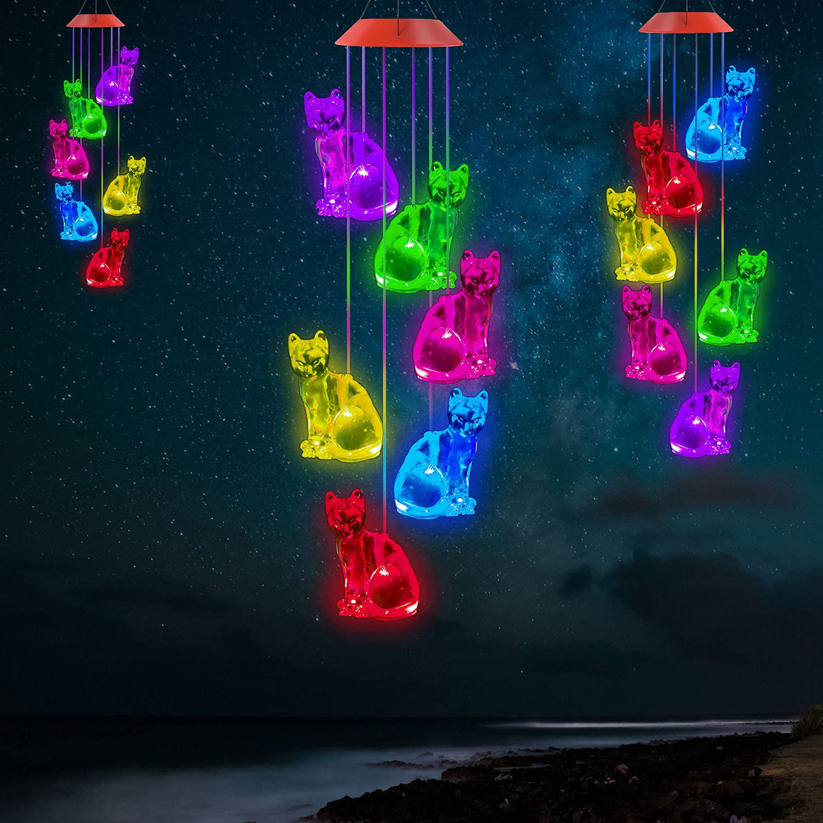 Solar Cat Wind Chime Light