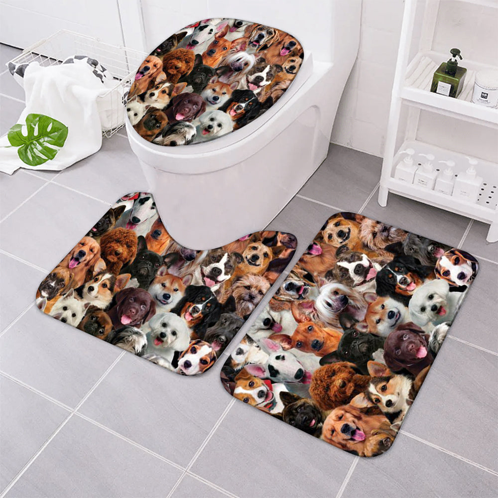 A Bunch Of Dogs01 Bathroom Mat Set