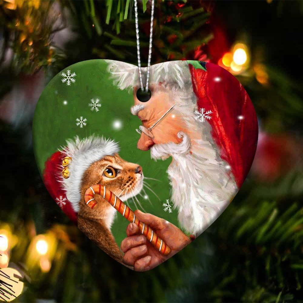 Abyssinian Cat Happy Heart Ornament For Cat Lovers