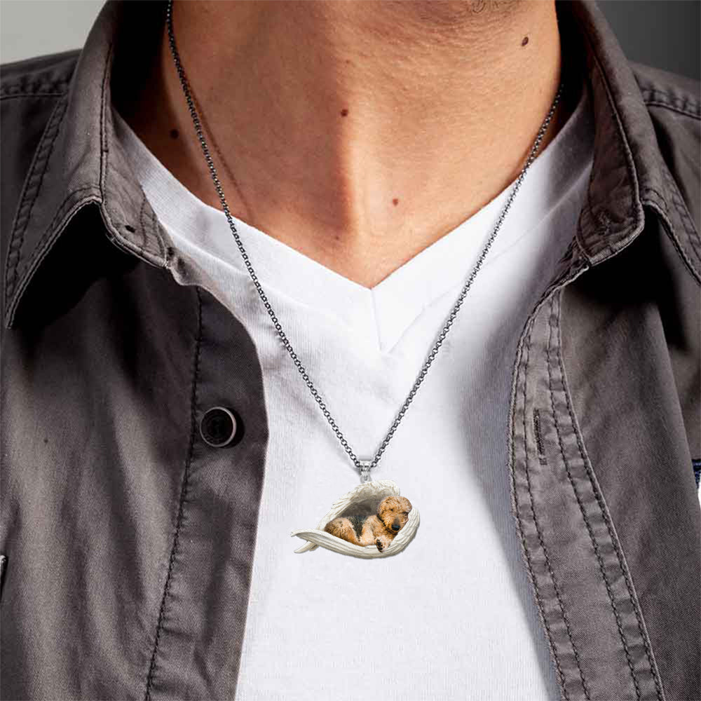 Airedale Terrier Sleeping Angel Stainless Steel Necklace