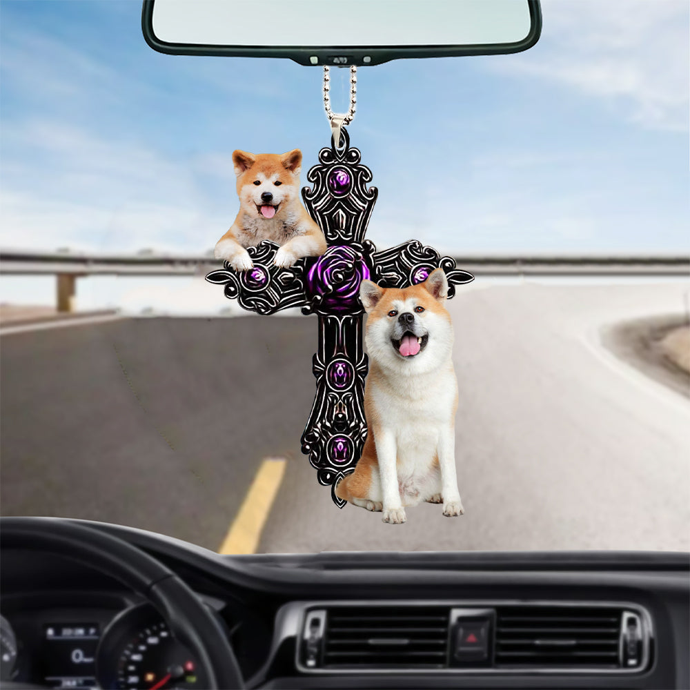 Akita Inu Pray For God Car Hanging Ornament