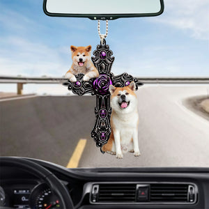 Akita Inu Pray For God Car Hanging Ornament
