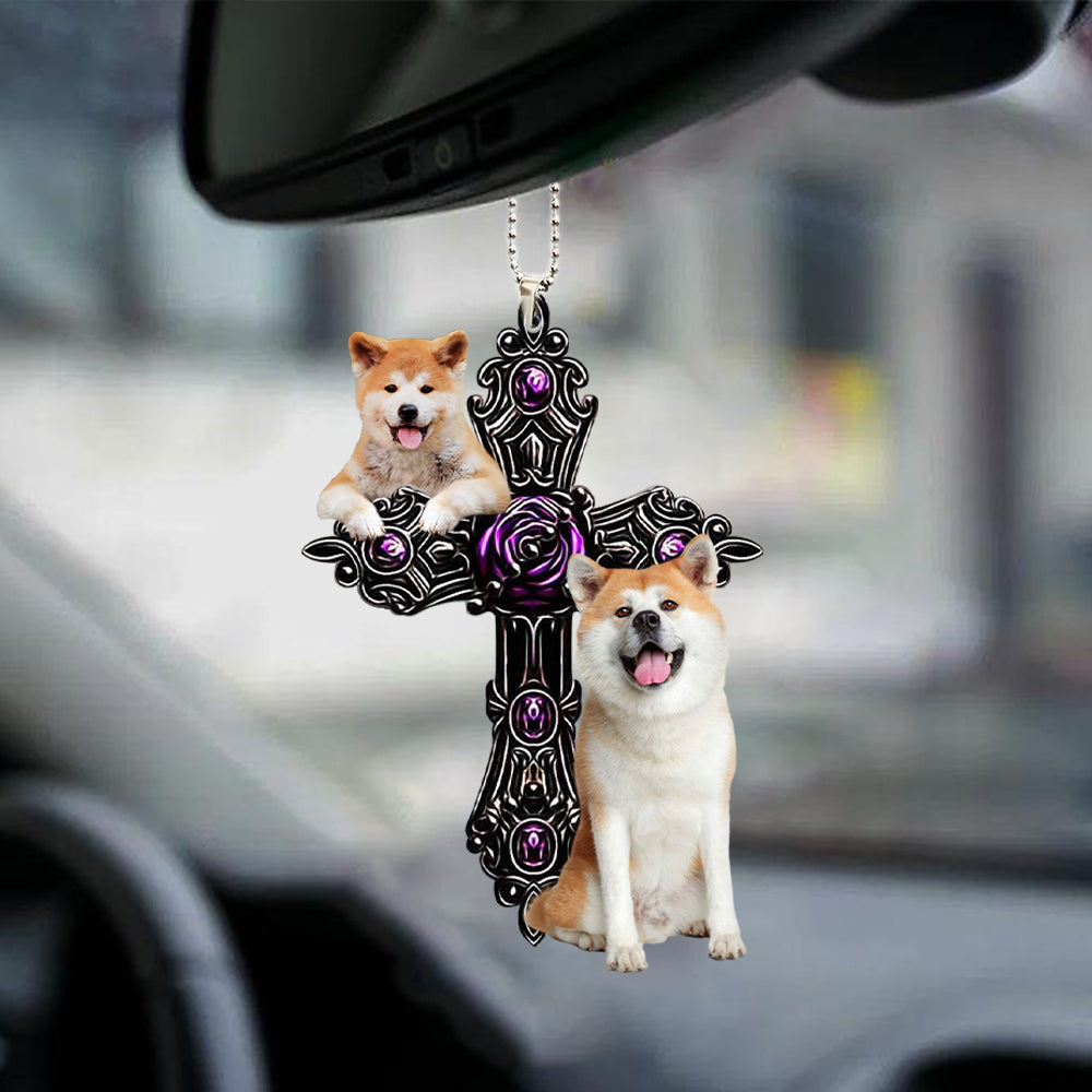Akita Inu Pray For God Car Hanging Ornament