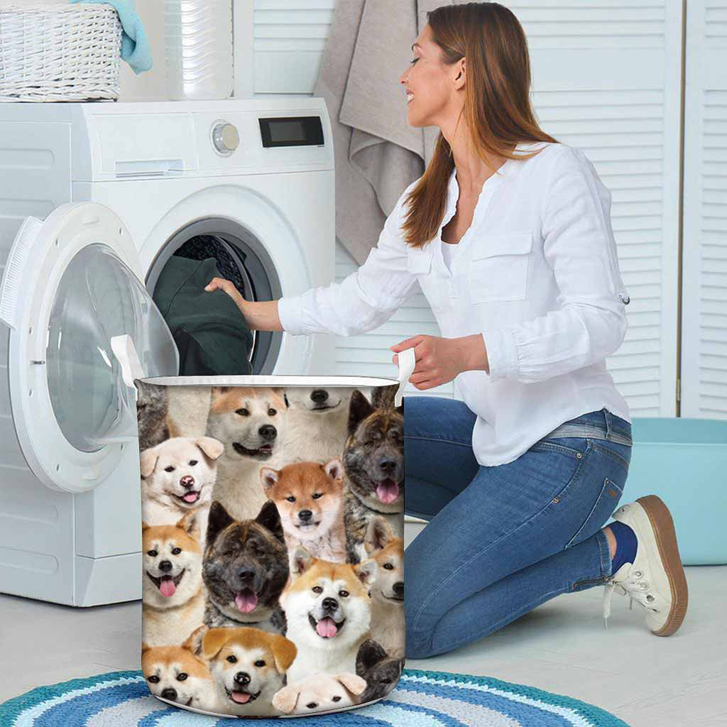 A Bunch Of Akita Inus Laundry Basket