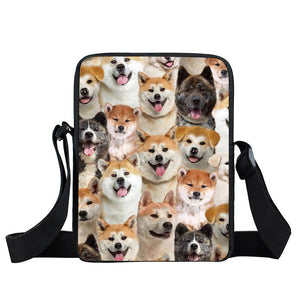 A Bunch Of Akita Inus Oxford Cloth Zipped Messenger Bag