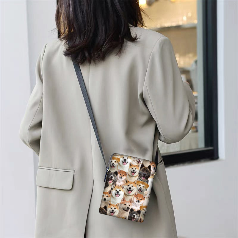 A Bunch Of Akita Inus Oxford Cloth Zipped Messenger Bag