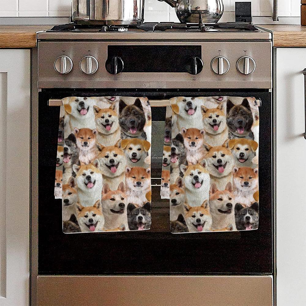 A Bunch Of Akita Inus Kitchen Towel