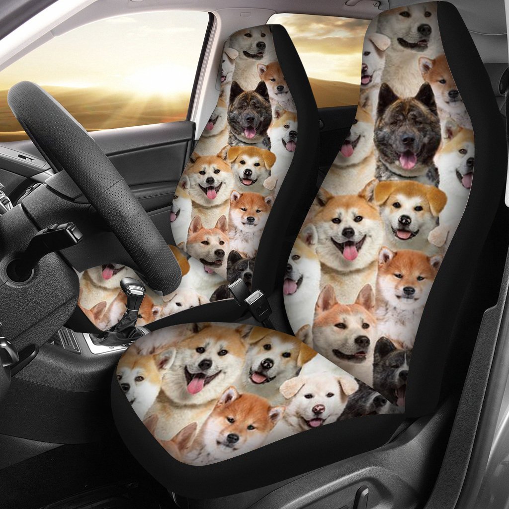 A Bunch Of Akita Inus Car Seat Cover
