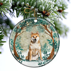 Akita Among Forest Porcelain/Ceramic Ornament