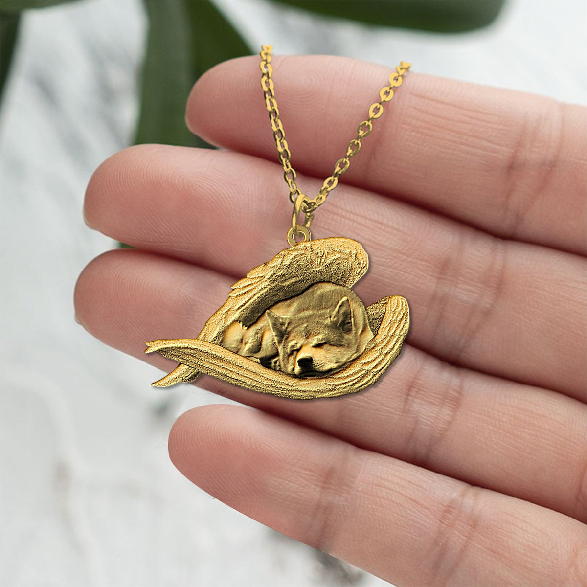 Akita Inu Sleeping Angel Necklace