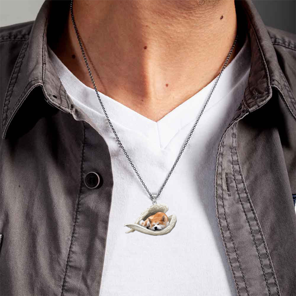 Akita Inu Sleeping Angel Stainless Steel Necklace