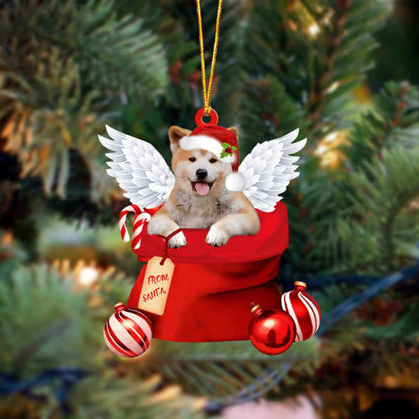 Akita Inu Angel Gift From Santa Christmas Ornament