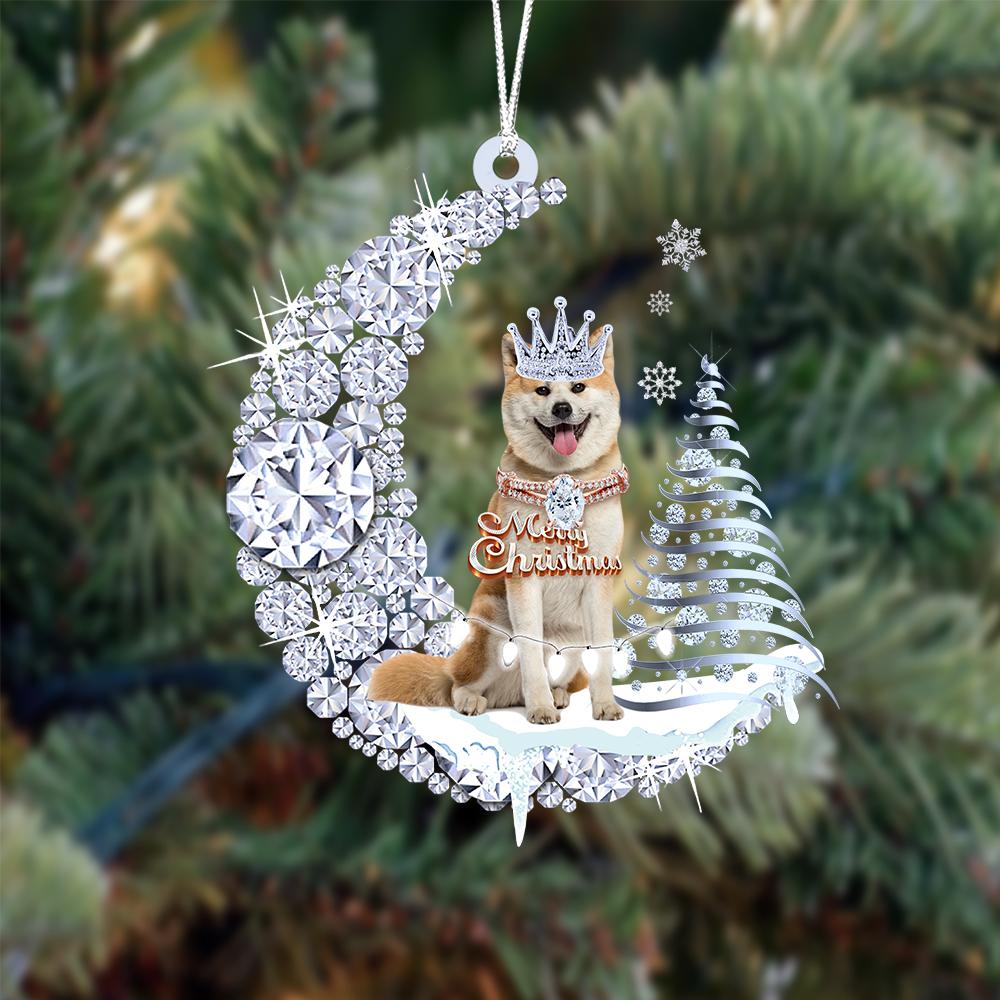 Akita Diamond Moon Merry Christmas Ornament