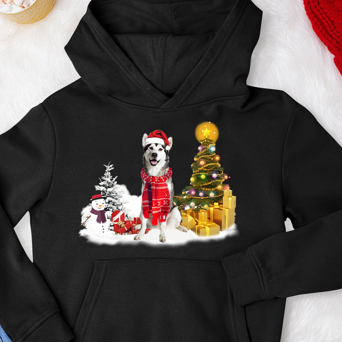 Unisex Merry Christmas Alaskan Malamute Hoodie