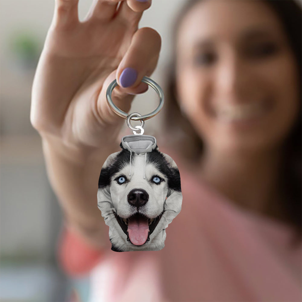 Husky 3D Graphic Hoodie Acrylic Keychain