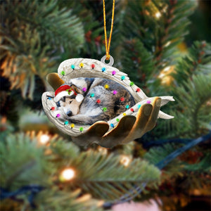 Alaskan Malamute Sleeping Angel In God Hand Christmas Ornament