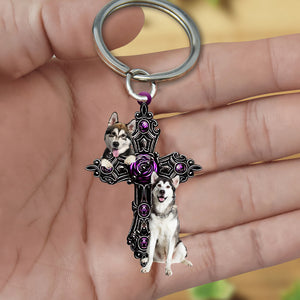 Alaskan Malamute Pray For God Acrylic Keychain