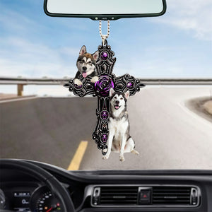 Alaskan Malamute Pray For God Car Hanging Ornament