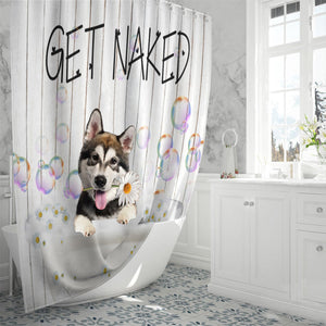 Alaskan Malamute Get Naked Daisy Shower Curtain