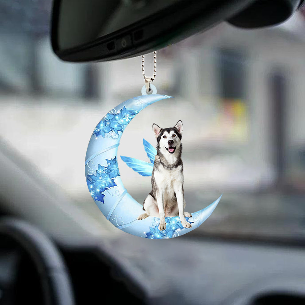 Alaskan Malamute Angel From The Moon Car Hanging Ornament