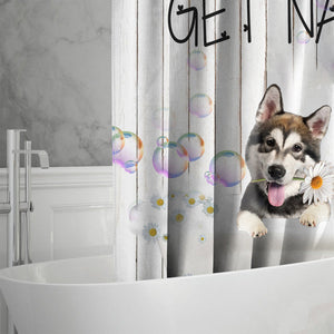 Alaskan Malamute Get Naked Daisy Shower Curtain