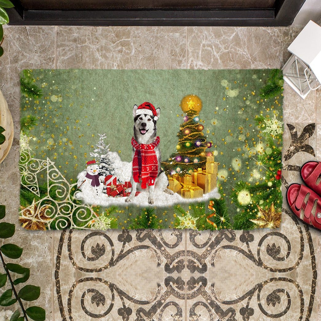 Alaskan Malamute Merry Christmas Doormat