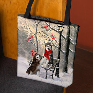 Alaskan Malamute Hello Christmas/Winter/New Year Tote Bag