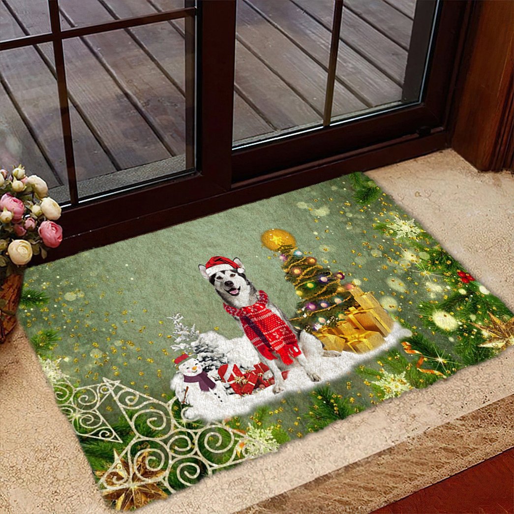 Alaskan Malamute Merry Christmas Doormat
