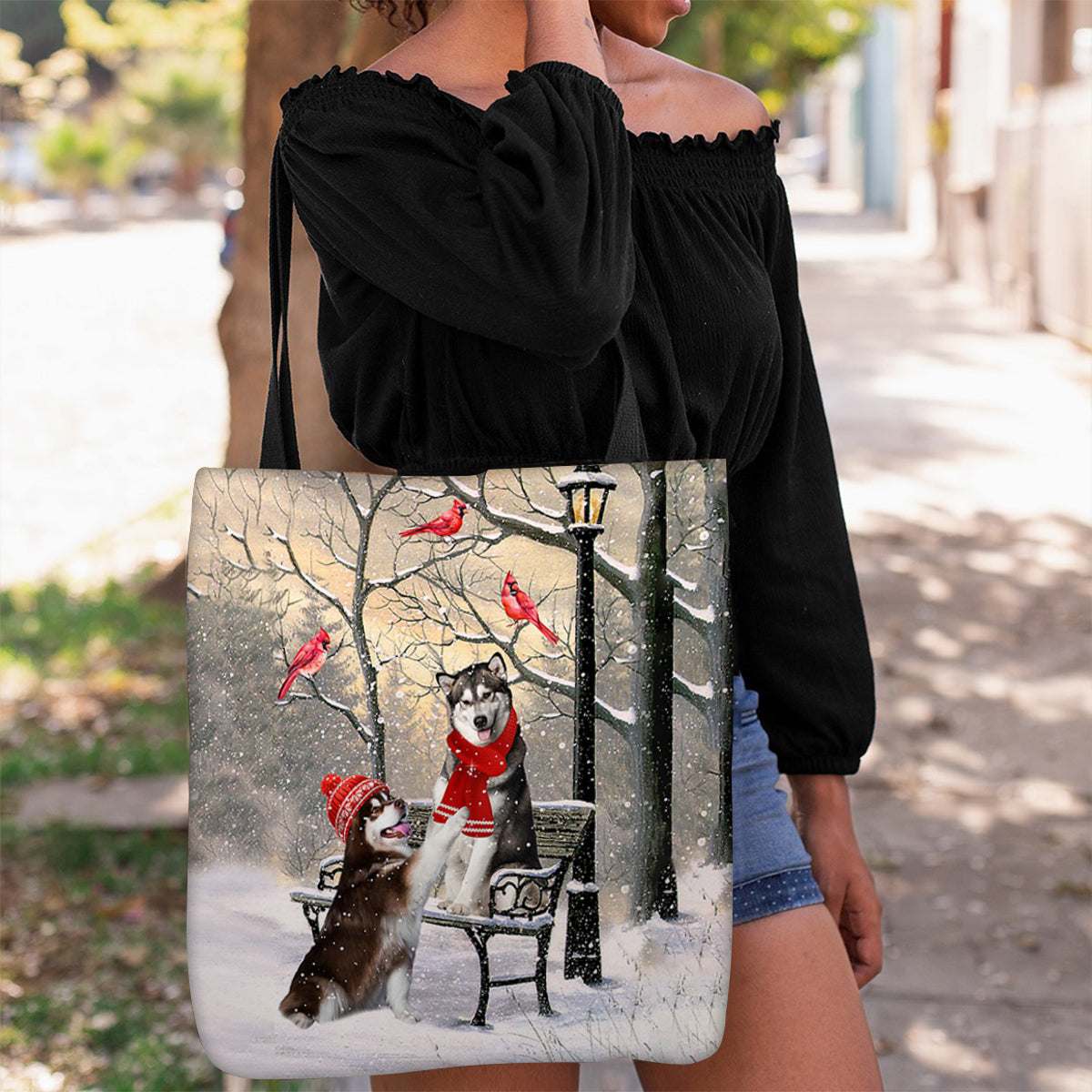 Alaskan Malamute Hello Christmas/Winter/New Year Tote Bag