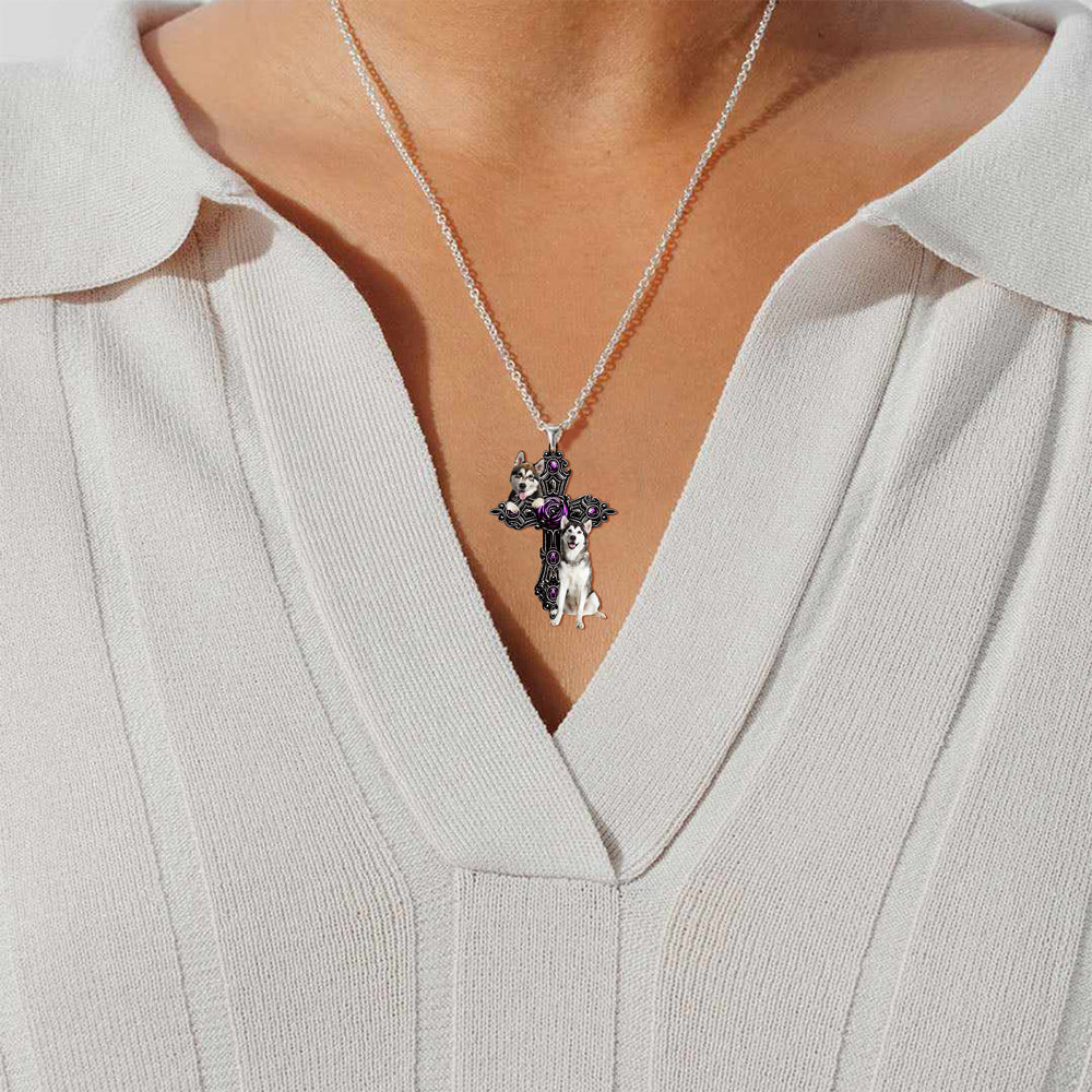 Alaskan Malamute Pray For God Stainless Steel Necklace