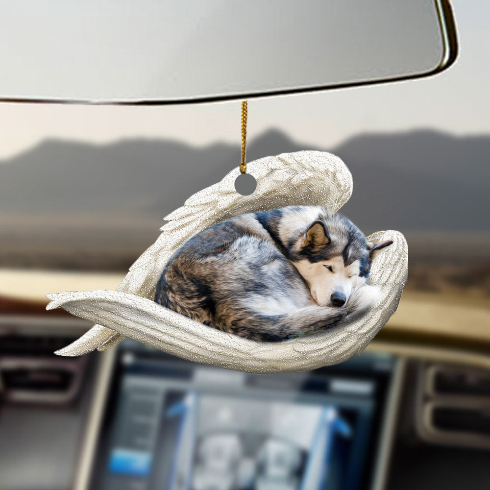 Alaskan Malamute Sleeping Angel Car Hanging Ornament