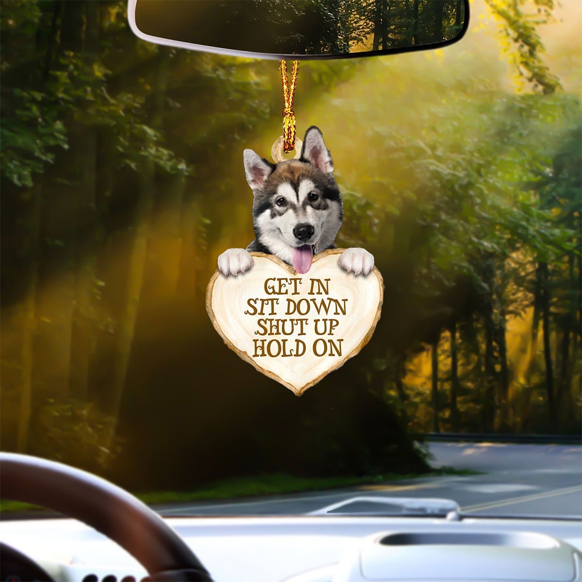 Alaskan Malamute Heart Shape Get In Car Hanging Ornament