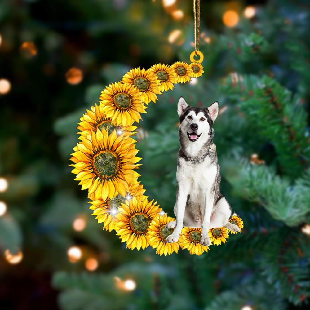 Alaskan Malamute On Sunflower Moon Ornament