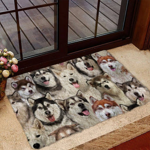 A Bunch Of Alaskan Malamutes Doormat