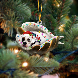American Bulldog Sleeping Angel In God Hand Christmas Ornament