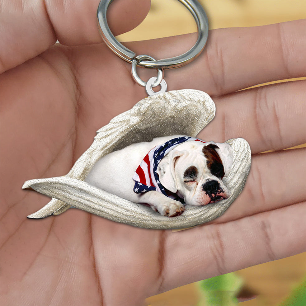 America Bulldog Sleeping Angel Acrylic Keychain