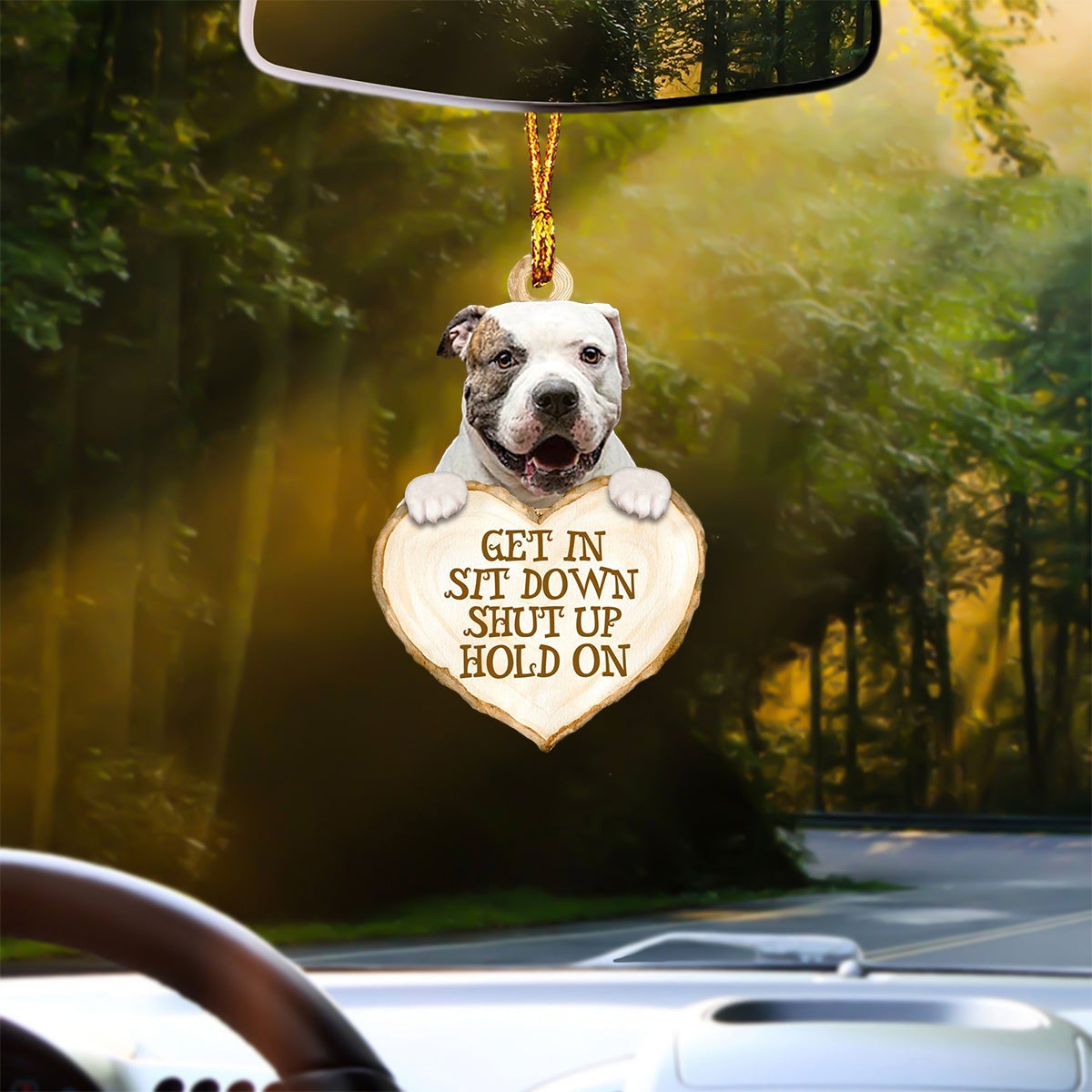 American Bull Dog Heart Shape Get In Car Hanging Ornament