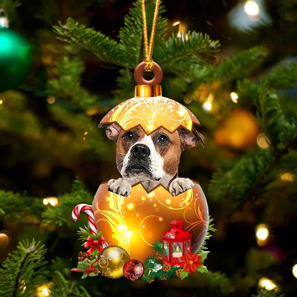 American Bulldog In Golden Egg Christmas Ornament