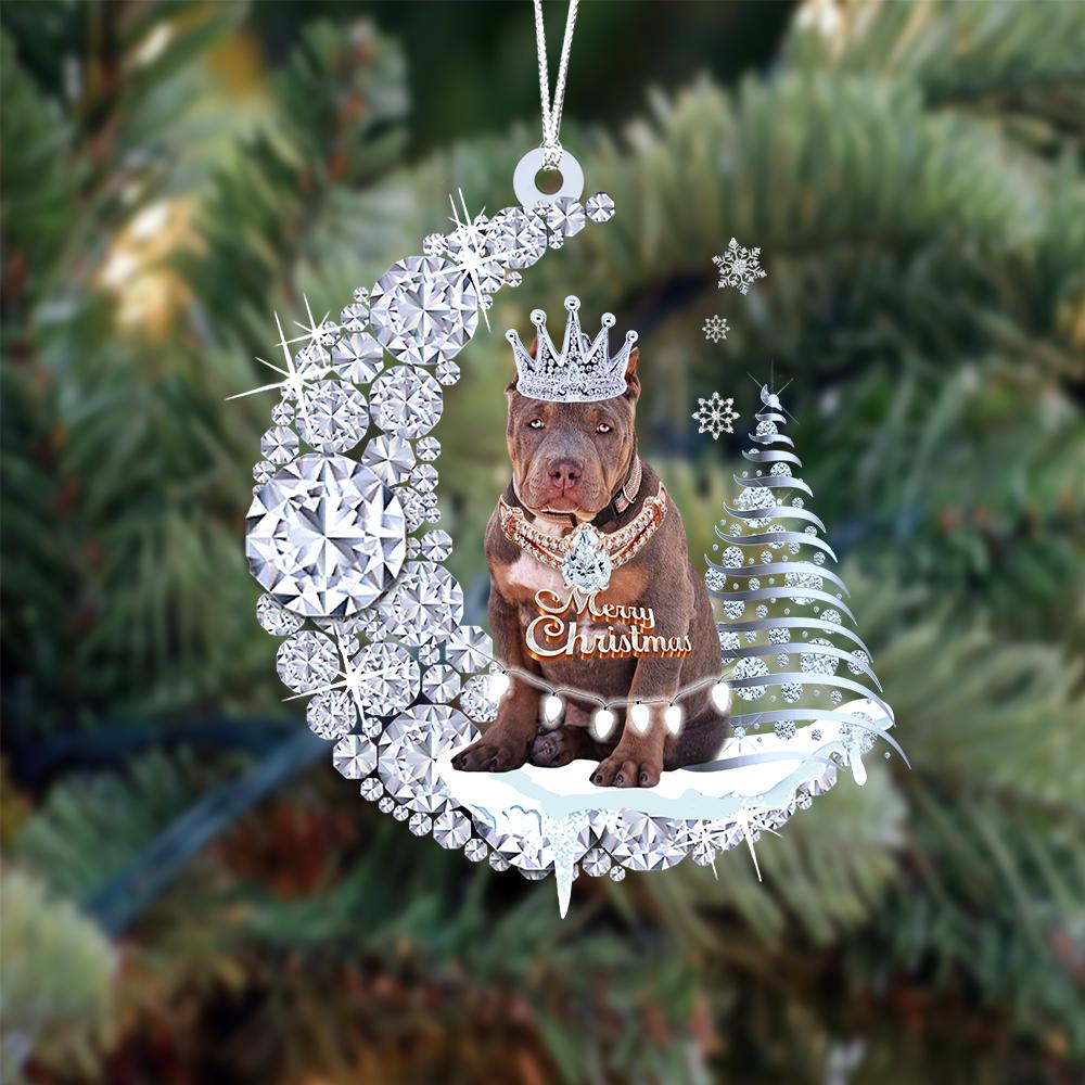 American Bully 02 Diamond Moon Merry Christmas Ornament