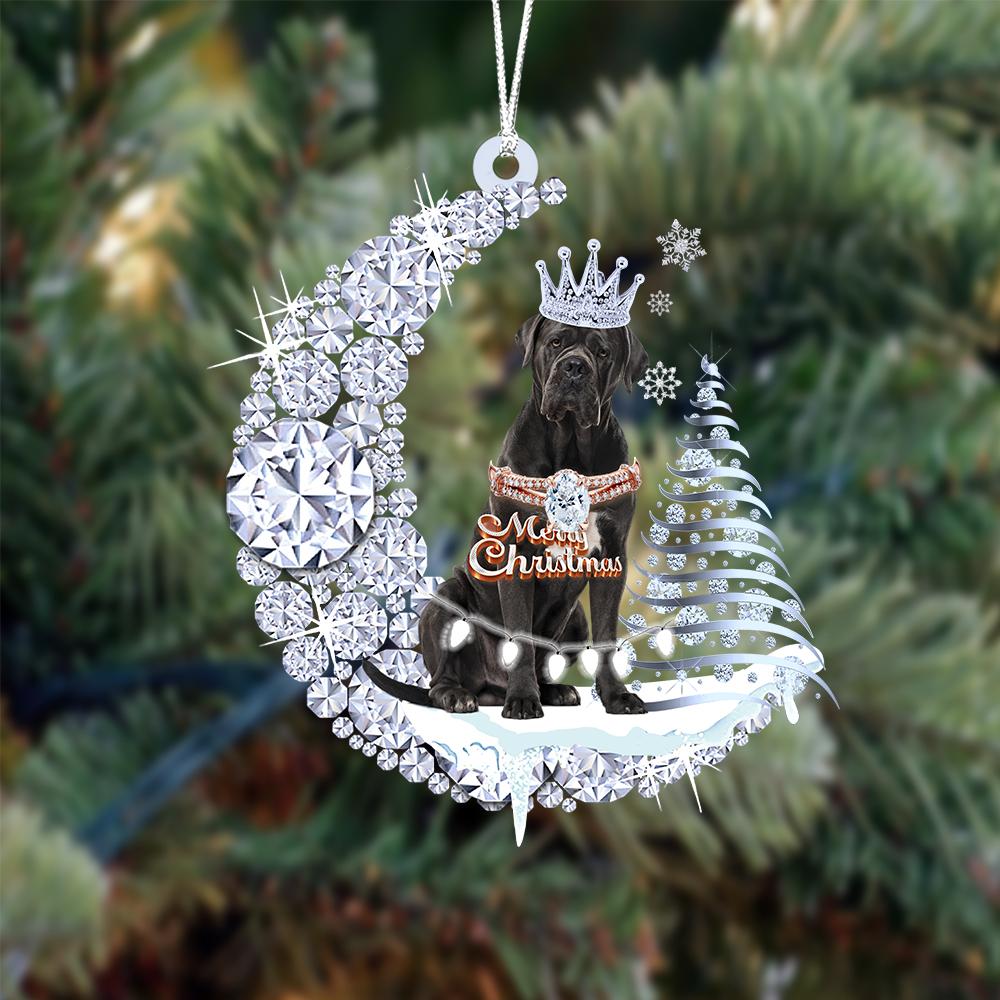 American Bully Diamond Moon Merry Christmas Ornament