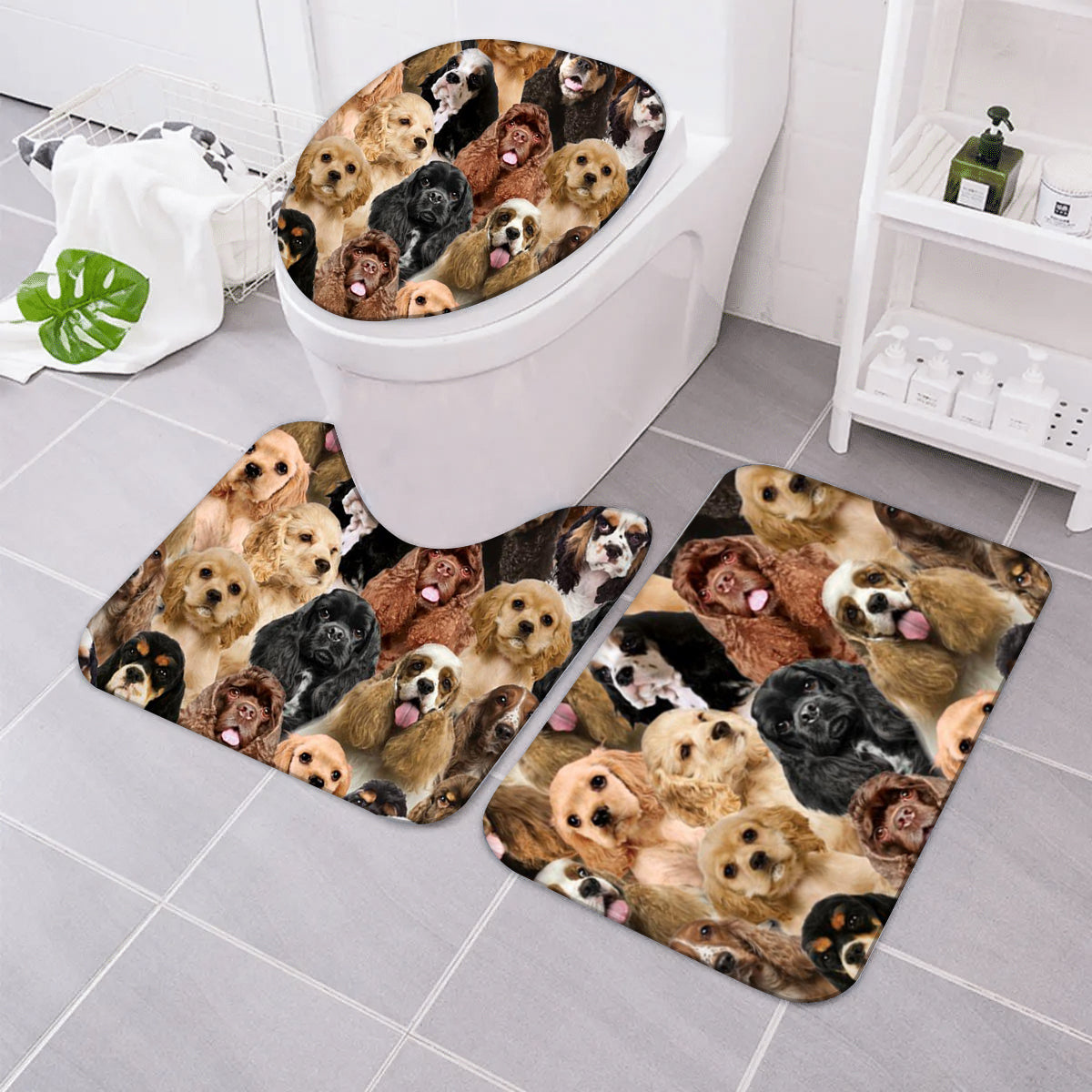 A Bunch Of Cocker Spaniels Bathroom Mat Set